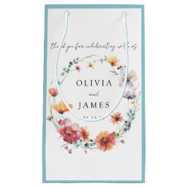 Bolsa De Regalo Pequeña Boda de flores silvestres de guirnaldas gracias po