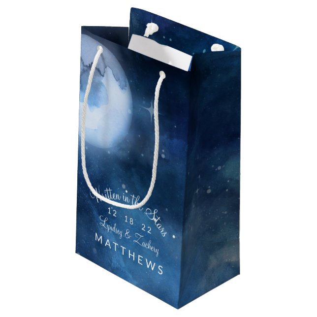 Bolsa De Regalo Pequeña Boda de galaxia celeste de luna llena con cielo lu (Angulo reverso)