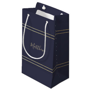 Bolsa De Regalo Pequeña Boda elegante de oro azul de la Marina
