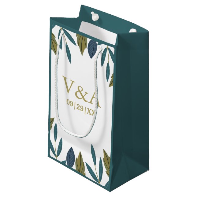 Bolsa De Regalo Pequeña Boda floral de hojas rusas (Angulo Anverso)