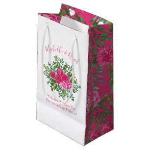 Bolsa De Regalo Pequeña Boda floral rosa brillante