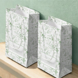 Bolsa De Regalo Pequeña Boda floral vintage clásico de toile verde sage
