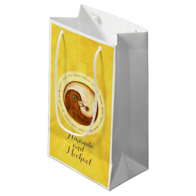 Bolsa De Regalo Pequeña BODA GLOSSY GIFT BAG es pequeño. Palomas de Yin Ya (Angulo Anverso)