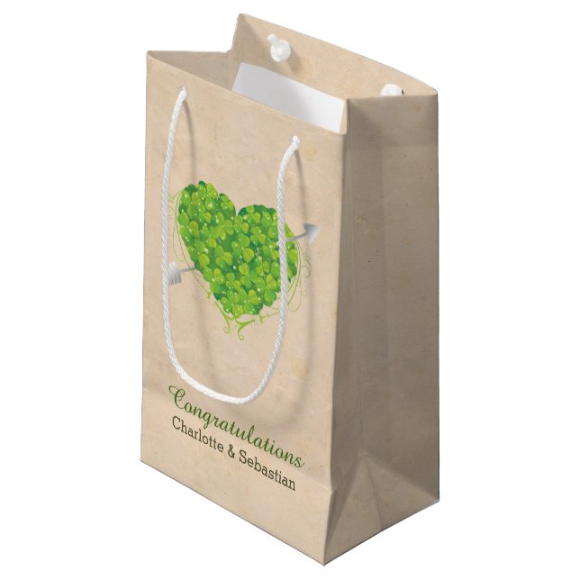 Bolsa De Regalo Pequeña Boda irlandés Shamrock Heart (Angulo Anverso)