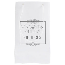 Bolsa De Regalo Pequeña Boda personalizada blanca en Art Deco minimalista