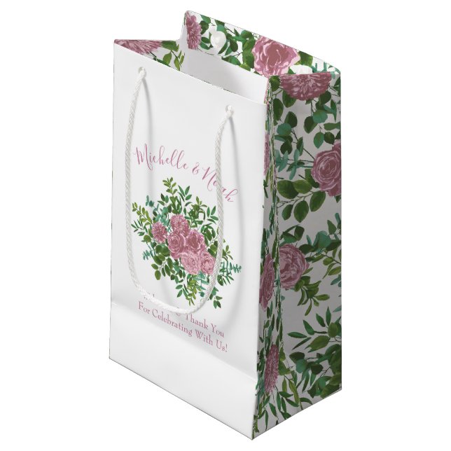 Bolsa De Regalo Pequeña Boda Primavera Jardín de Rosas Rosadas (Angulo Anverso)