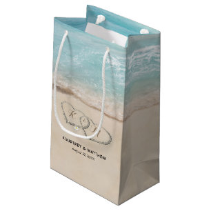 Bolsa De Regalo Pequeña Boda tropical de la orilla del corazón de la play