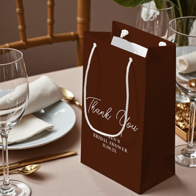 Bolsa De Regalo Pequeña Boho Brown Minimalist Bridal Shower Thank You (Subido por el creador)