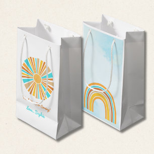 Bolsa De Regalo Pequeña Boho Sol, Aquí Viene El Hijo, Arcoíris Retro