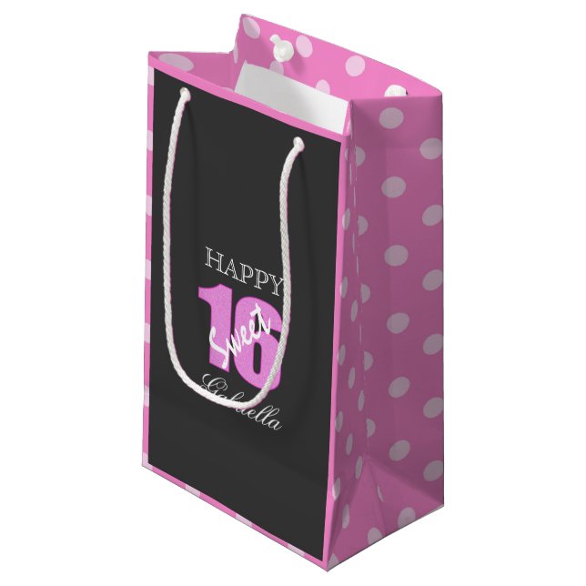 Bolsa De Regalo Pequeña Bolso de encargo del regalo del dulce 16: Lunares (Angulo Anverso)