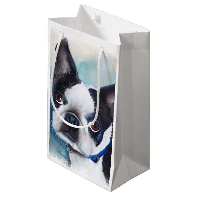 BOLSA DE REGALO PEQUEÑA BOLSO DEL REGALO DE BOSTON TERRIER (Angulo Anverso)