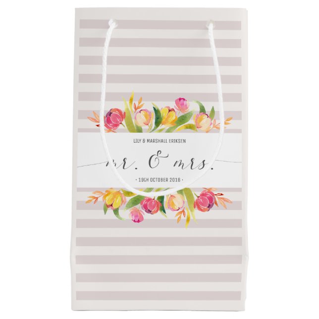 Bolsa De Regalo Pequeña Bolso floral elegante del regalo de Sr. y de (Anverso)