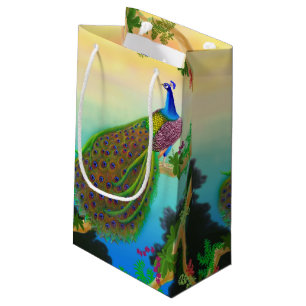 Bolsa De Regalo Pequeña Bolso indio azul elegante del regalo del pavo real