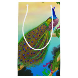 Bolsa De Regalo Pequeña Bolso indio azul elegante del regalo del pavo real