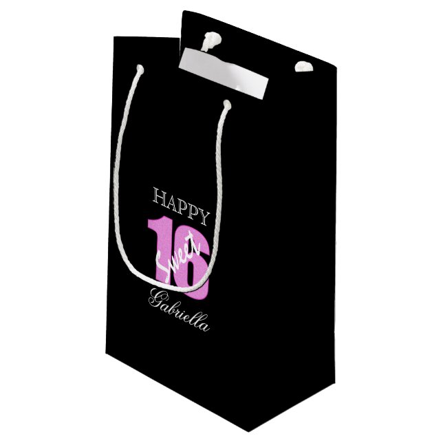 Bolsa De Regalo Pequeña Bolso negro rosado del regalo del dulce 16 (Angulo reverso)