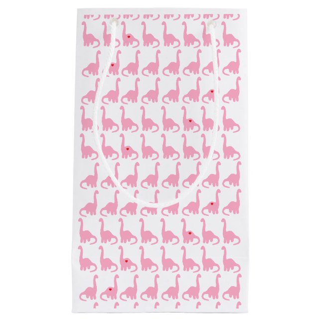 Bolsa De Regalo Pequeña Bolso rosado del regalo del dinosaurio (Anverso)