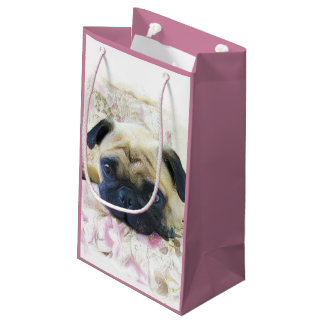 Bolsa De Regalo Pequeña Bolso rosado del regalo del perro del barro