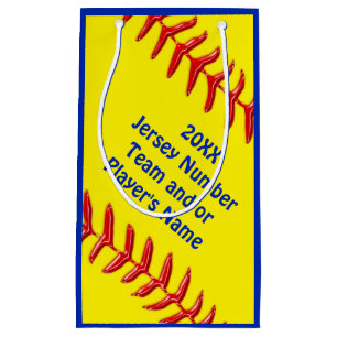 Bolsa De Regalo Pequeña Bolsos personalizados de Goodie del softball en 4