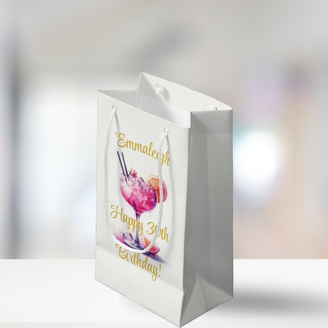 Bolsa De Regalo Pequeña Bonito en Cocktail Tema rosado 30 cumpleaños (Subido por el creador)