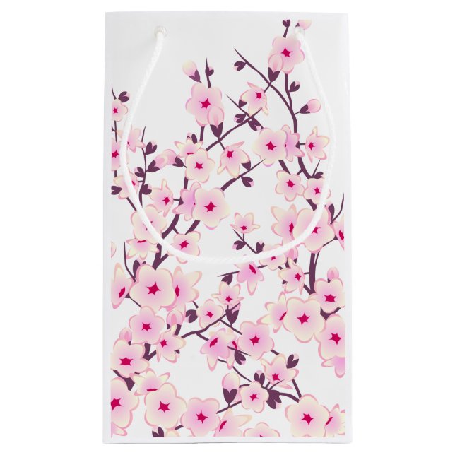 Bolsa De Regalo Pequeña Bonito Flores de cerezo Blanco rosa (Reverso)