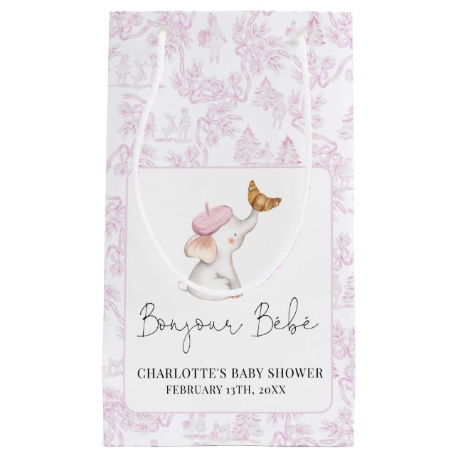 Bolsa De Regalo Pequeña Bonjour Bebe Romantic Chica Baby Shower (Anverso)