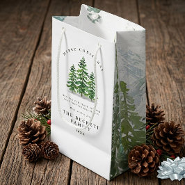 Bolsa De Regalo Pequeña Bosque de Navidad de pino acuarela