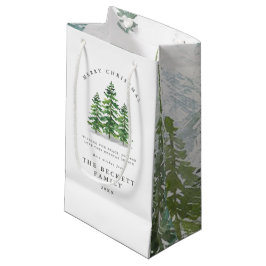 Bolsa De Regalo Pequeña Bosque de Navidad de pino acuarela