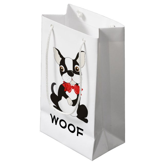 Bolsa De Regalo Pequeña Boston Terrier Woof (Angulo Anverso)