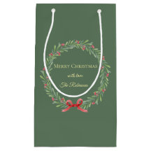 Botanical Christmas Wreath Modern Script 