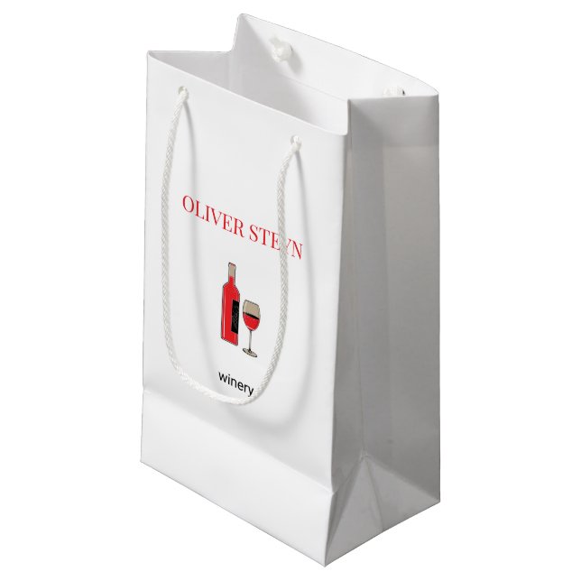 Bolsa De Regalo Pequeña Botella de vino y vaso blanco (Angulo Anverso)