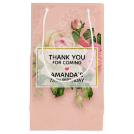 Bolsa De Regalo Pequeña Bouquet Rosa y Rosa Blanca