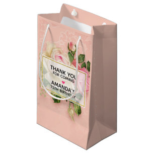 Bolsa De Regalo Pequeña Bouquet Rosa y Rosa Blanca