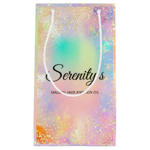 Bolsa De Regalo Pequeña Boutique Shop Profesional Holograph Pink Gold