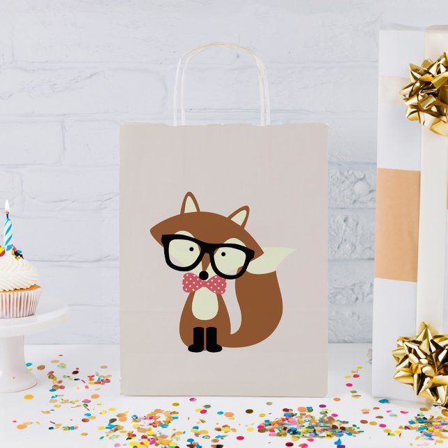Bolsa De Regalo Pequeña Bow Tie y Glasses Hipster Brown Fox (Subido por el creador)