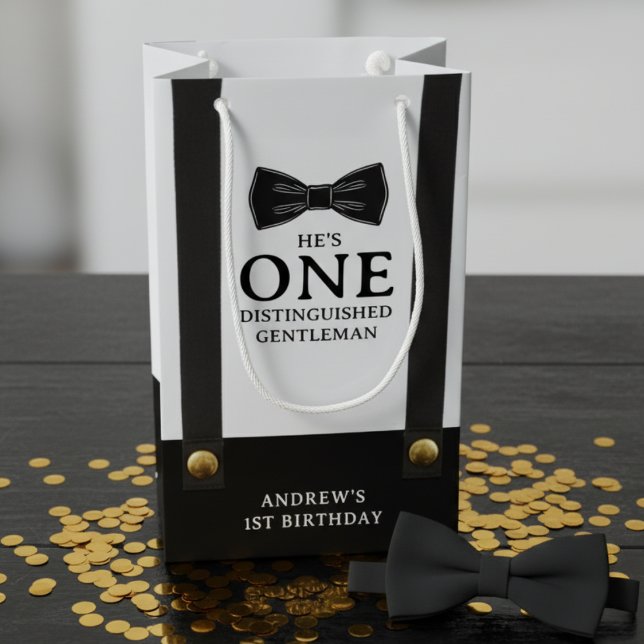 Bolsa De Regalo Pequeña Boy 1st Birthday One Distinguished Gentleman (Boy 1st Birthday One Distinguished Gentleman Small Gift Bag
)