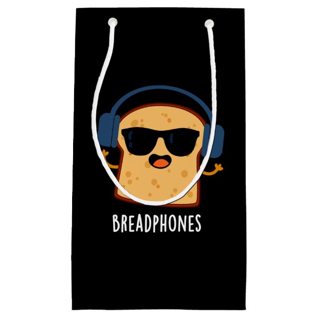 Bolsa De Regalo Pequeña Breadphones Funny Bread Pun Dark BG (Anverso)