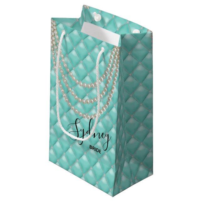 Bolsa De Regalo Pequeña BRIDE Glam & Pearls Bridal Shower Fiesta (Angulo Anverso)