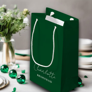 Bolsa De Regalo Pequeña Bridesmaid   Guión Minimalista verde esmeralda