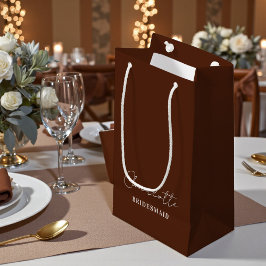 Bolsa De Regalo Pequeña Bridesmaid Minimalist Script | Brown