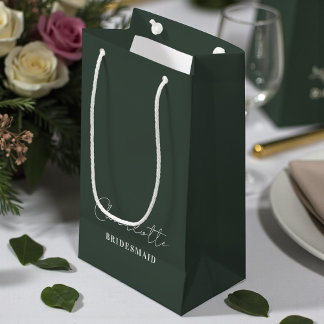 Bolsa De Regalo Pequeña Bridesmaid | Minimalist Script Lunar Green