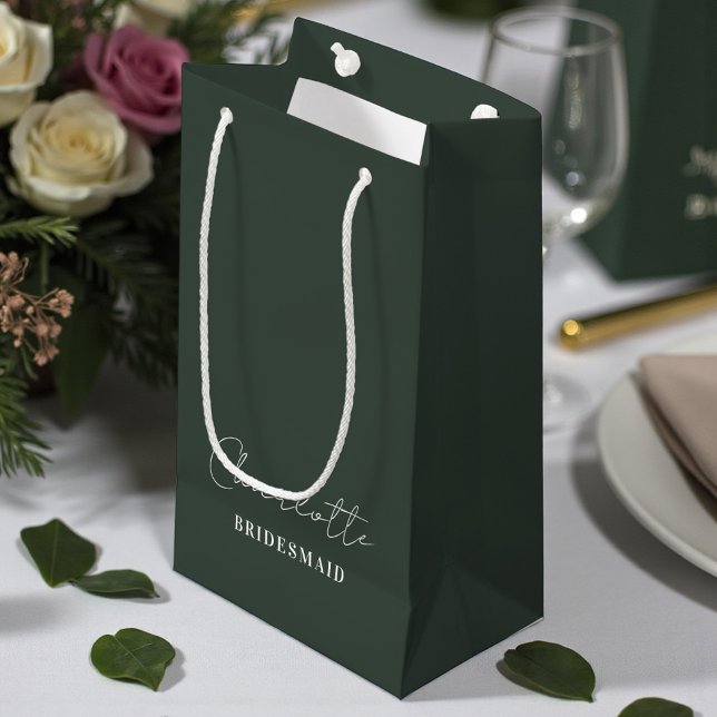 Bolsa De Regalo Pequeña Bridesmaid | Minimalist Script Lunar Green (Subido por el creador)