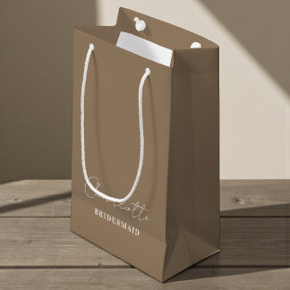Bolsa De Regalo Pequeña Bridesmaid | Minimalist Script Natural