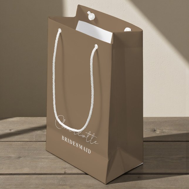 Bolsa De Regalo Pequeña Bridesmaid | Minimalist Script Natural  (Subido por el creador)