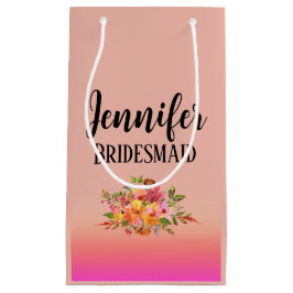 Bolsa De Regalo Pequeña Bridesmaid | Moderna Floral personalizada