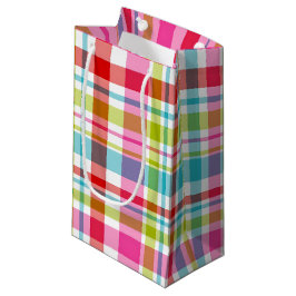 Bolsa De Regalo Pequeña Bright Rainbow Plaid Checkered Pattern