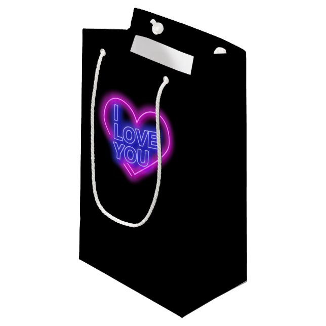 Bolsa De Regalo Pequeña Brillante Neon Look Pink Blue Valentine Heart (Angulo Anverso)