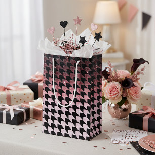 Bolsa De Regalo Pequeña Brillo de oro rosa y patrón de dientes de perro ne