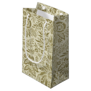 Bolsa De Regalo Pequeña Brocado Botánico Toile Floral Verde Patrón de Salv