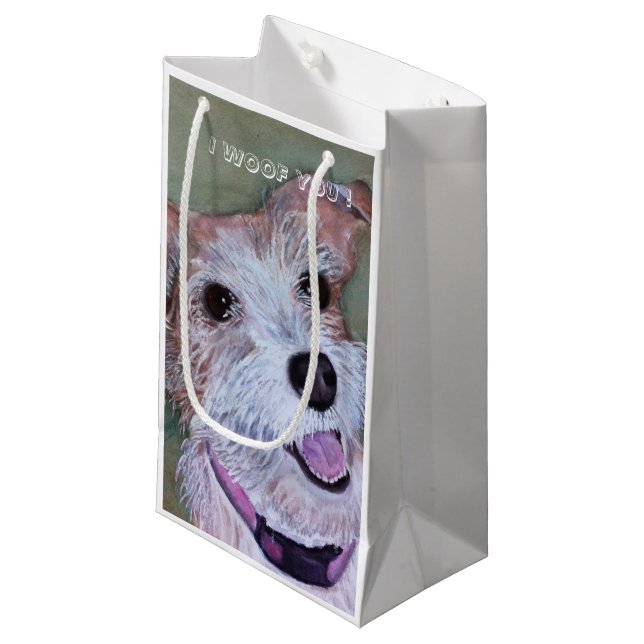 BOLSA DE REGALO PEQUEÑA BROWN Y BLANCO JACK RUSSELL| (Angulo Anverso)