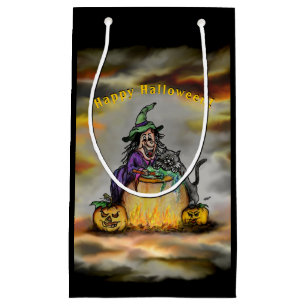 Bolsa De Regalo Pequeña Bruja y gato negro, ¡Feliz Halloween!